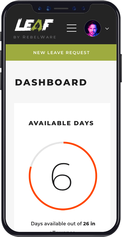 Mobile view of Leaf dashboard