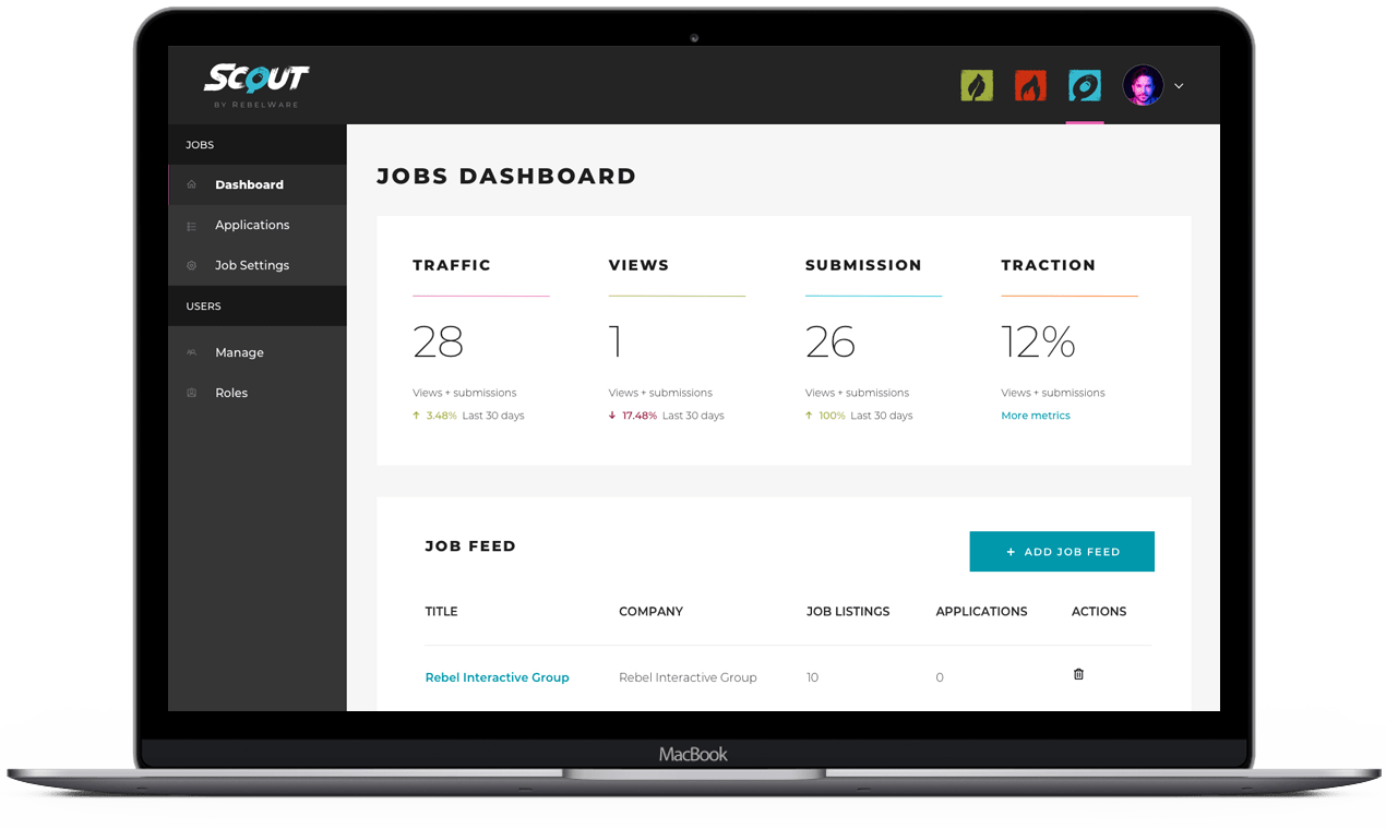 Laptop view of Scout jobs dashboard