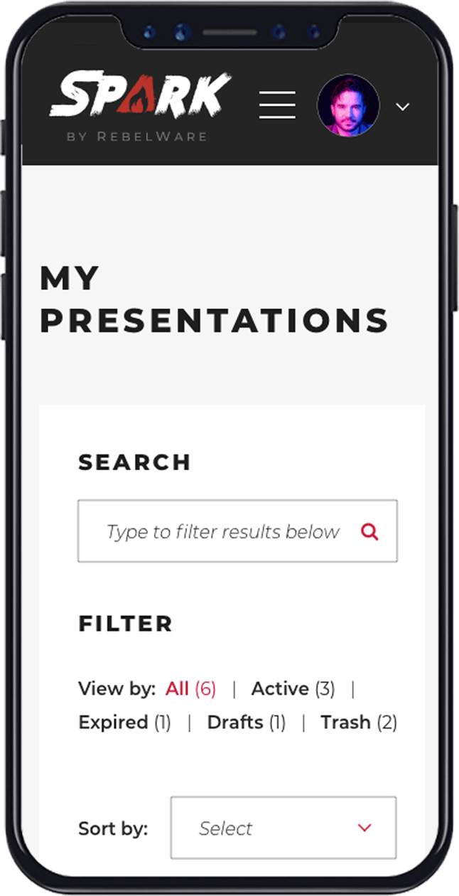 Mobile view of my presentations in Spark