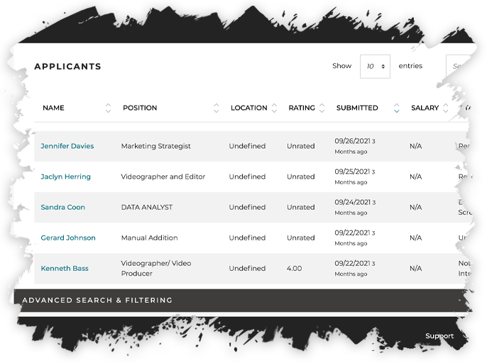 Dropdown view of applicants in Scout with grey border